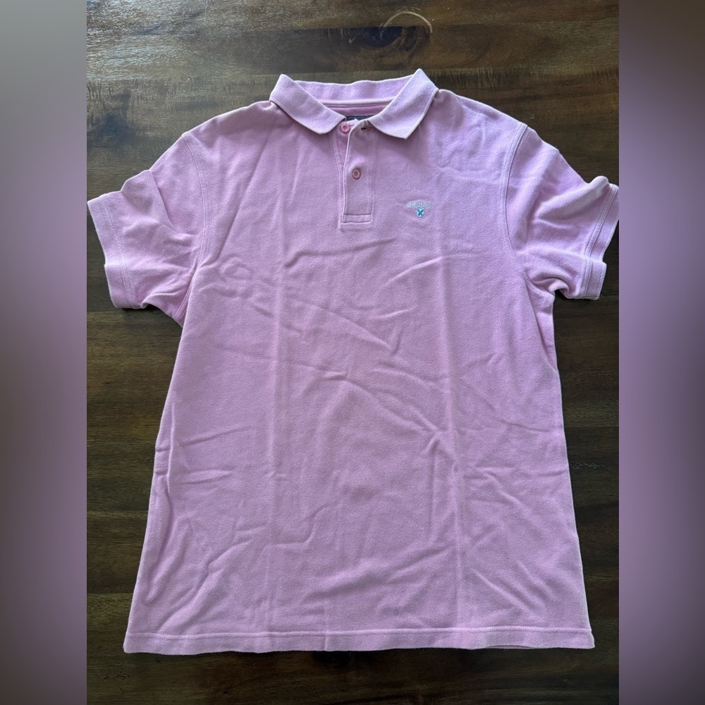Men’s Barbour Pink Polo Shirt Size Large